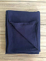 Одеяло Муслин льняное детское легкое 135*105 см, пеленка простынь хлопок, муслиновое натуральное летнее синий