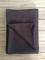 Одеяло Муслин льняное детское легкое 135*105 см, пеленка простынь хлопок, муслиновое натуральное летнее графит