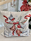 Декоративна наволочка Новорічна 45х45 см, гобелен, фото 5