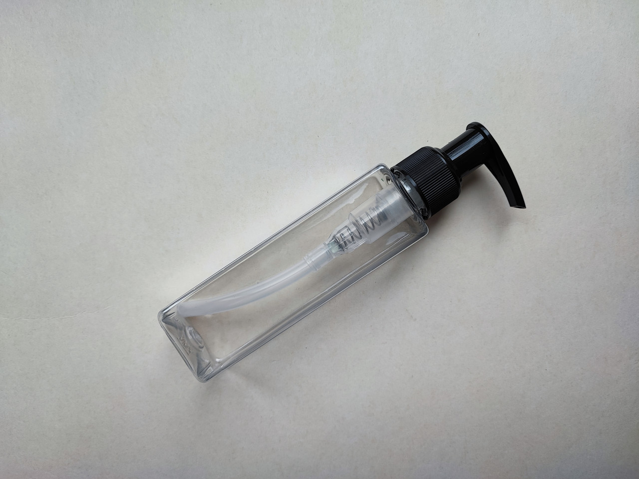 100 мл/24мм флакон прозорий КУБ ПЕТ з чорним дозатором 24/410 кругла пляшка, флакон пластиковий, атомайзер