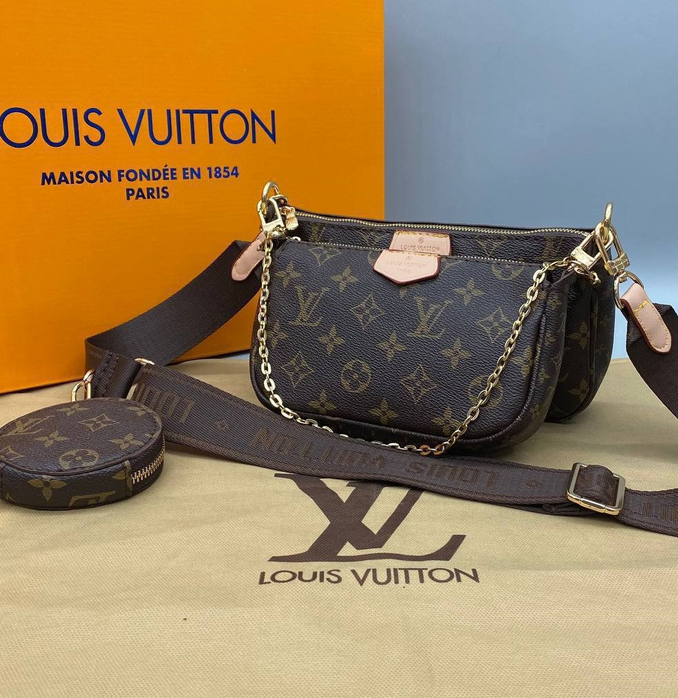 Жіноча сумка Louis Vuitton, 3 в 1, тканинний ремінь, 24*16 см/19*12 см, 931265