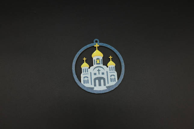Дерев'яна новорічна іграшка з друком. 7,5см, фото 1