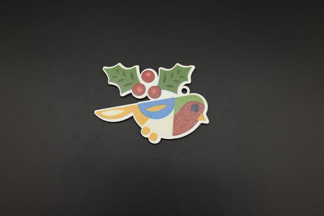 Дерев'яна новорічна іграшка з друком. 9х8см