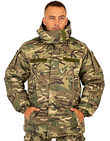 Зимний военный бушлат мультикам ВСУ теплый бушлат на флисе мультикам тактический бушлат мультикам камуфляж