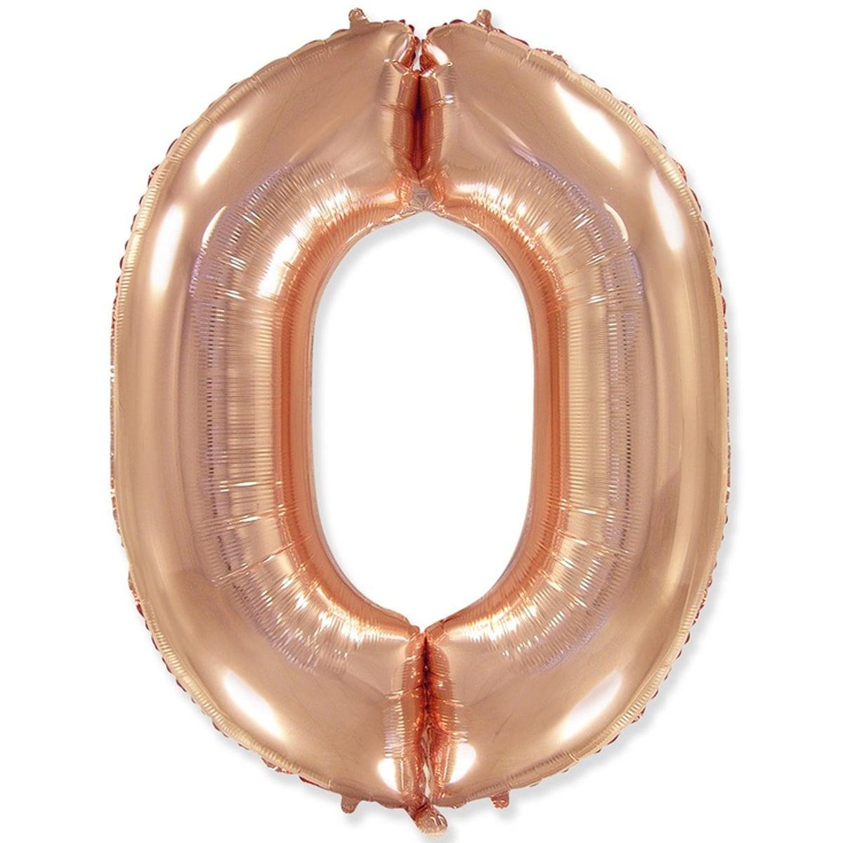 Фольгована повітряна куля Flexmetal Цифра нуль металік рожеве золото, 14" 36 см