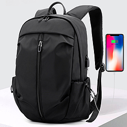 Міський рюкзак з USB портом (44*28*16см), 9921, Чорний / Чоловічий рюкзак для ноутбука