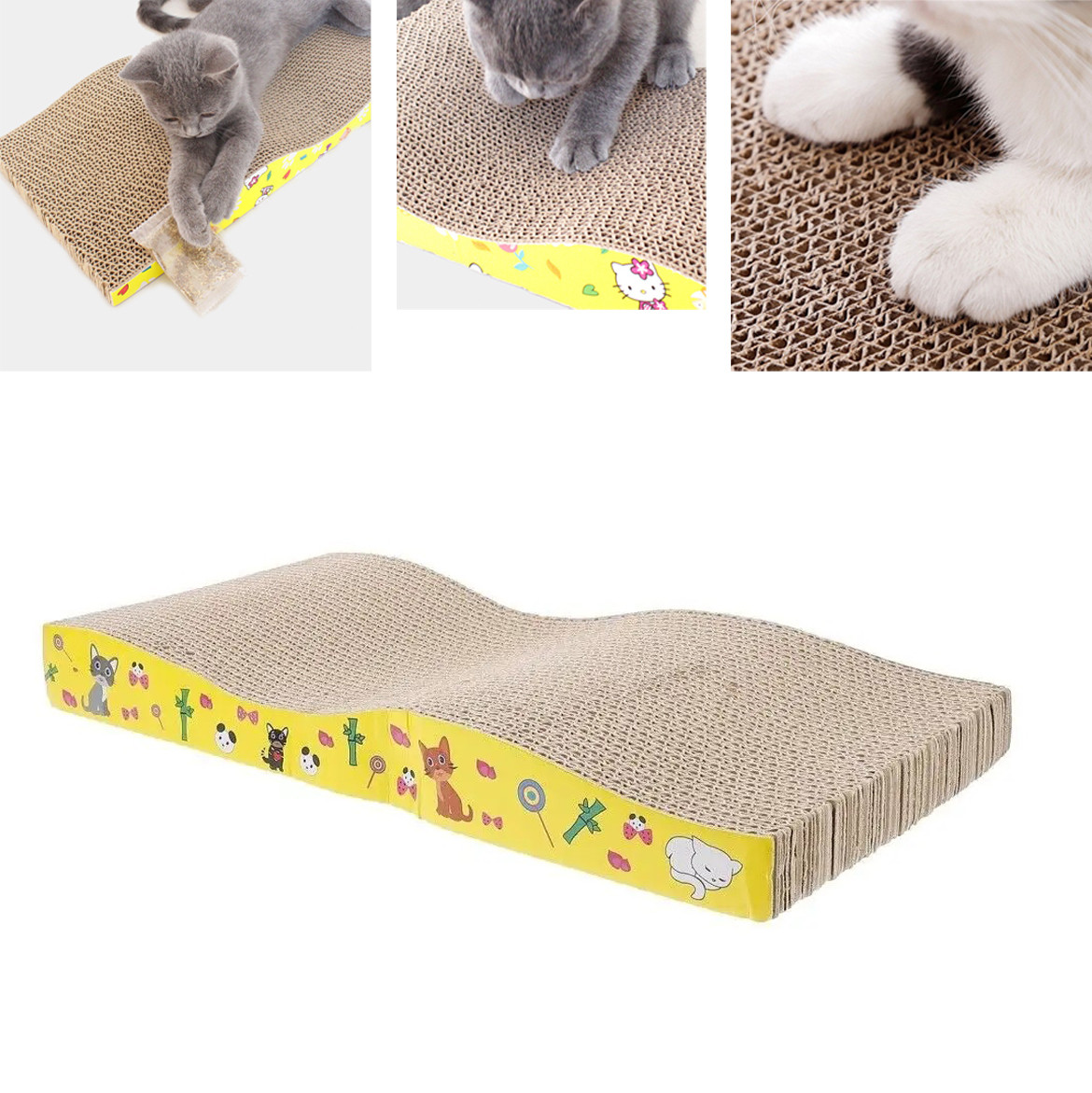 Кігтеточка для кішок картонна 42х20см ганчірка-точилка для кота, дряпалка для котів хвиляста