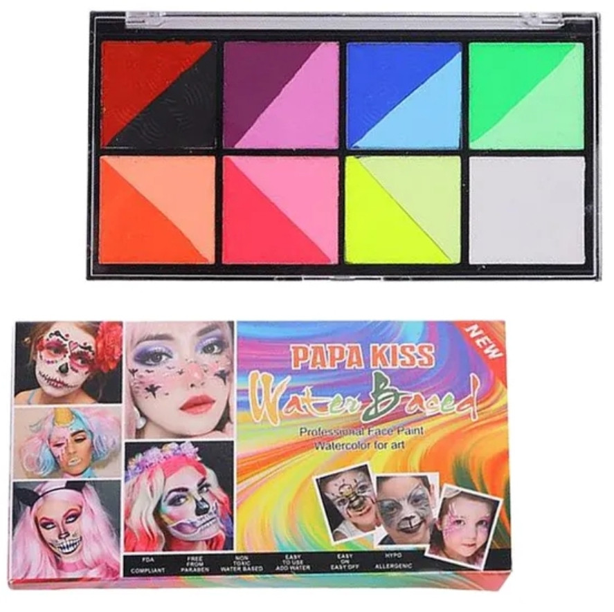 Аквагрим неоновий Papa Kiss 15 кольорів АС - 8008