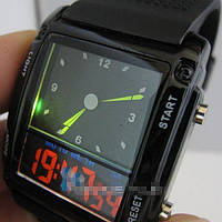 Світлодіодний чоловічий наручний годинник з повним календарем та кількома часовими поясами