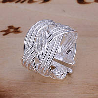 Серебряное кольцо Плетение с регулируемым размером, плетеное кольцо из серебра