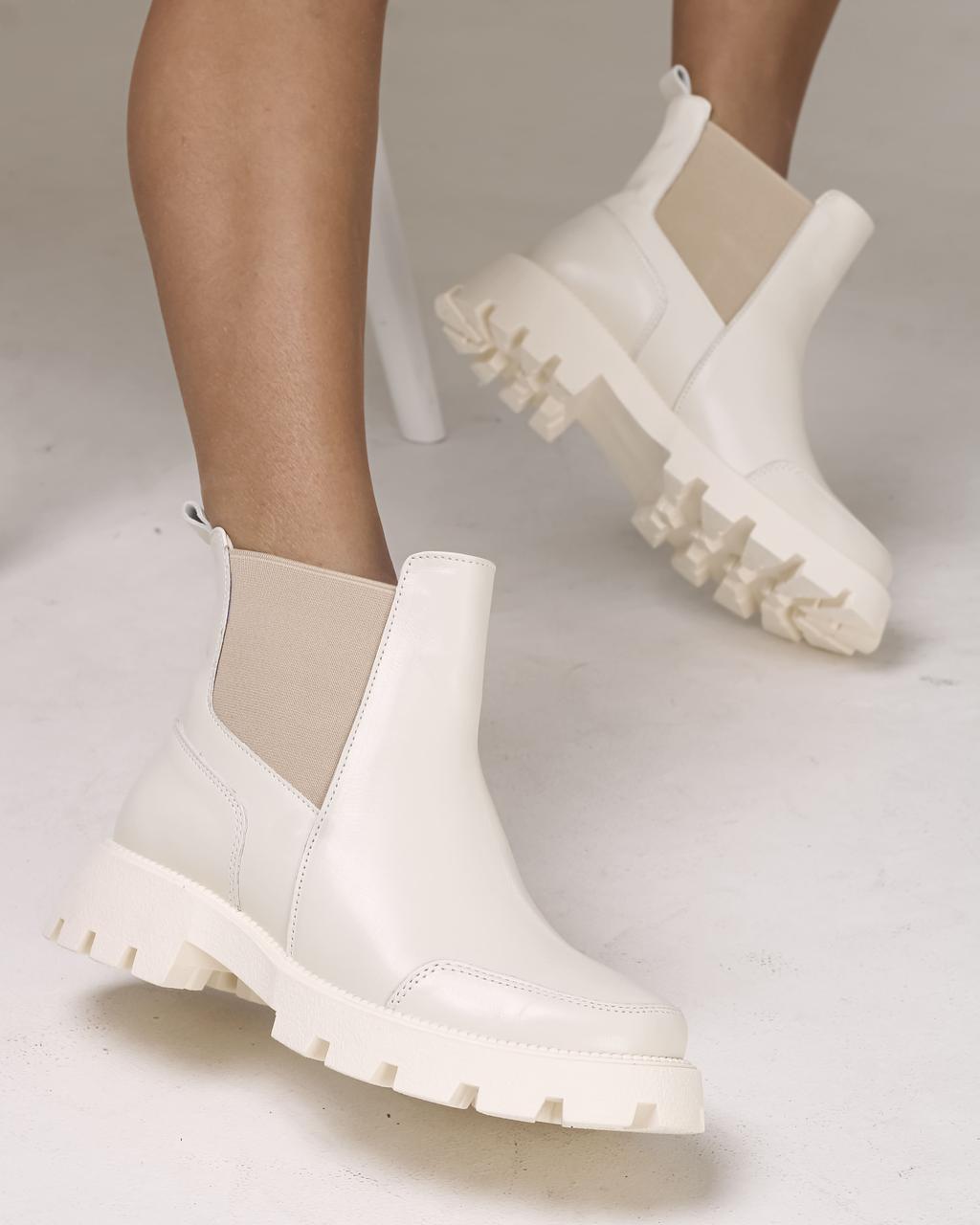 Черевики Челсі Kento 2040 40 молочні шкіра 36