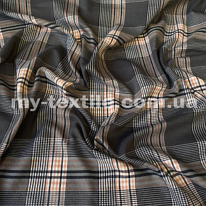 Костюмна (брючна) тканина принт клітинка Сірий