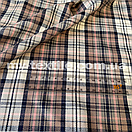 Костюмна (брючна) тканина принт клітинка Бежевий з рожевим, фото 2