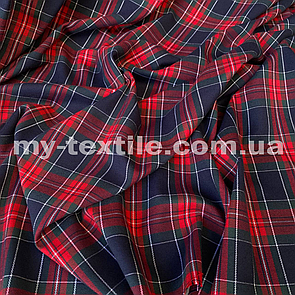 Костюмна (брючна) тканина принт клітинка Червоний з сірим
