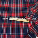 Костюмна (брючна) тканина принт клітинка Червоний з сірим, фото 2