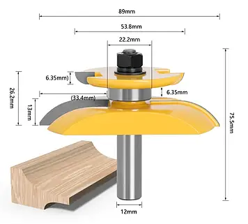 Фреза ВВ-61 для дерева філенева двостороння — хвостовик 12 мм (для філенки дверних рамок)