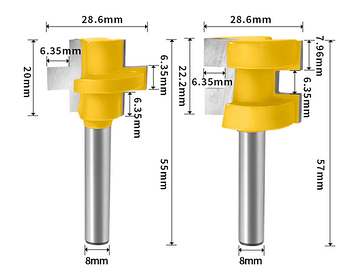 Комплект фрез СА-11 для дерева для зрощування пари 2 штуки (тато мама) — хвостовик 8 мм