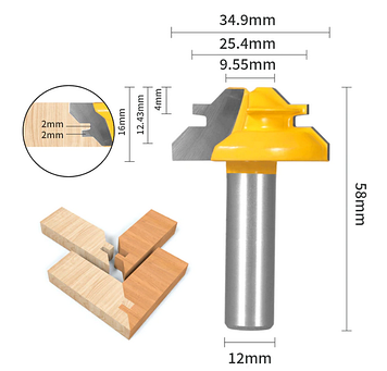 Фреза СА-48 для дерева для кутового зрощування — хвостовик 12 мм