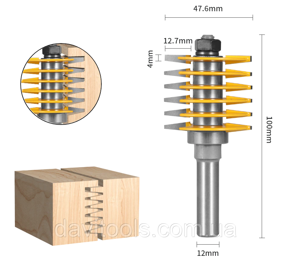 Фреза СВ-34 для дерева збірна для зрощування — мікрошип (хвостовик 12 мм), фото 1