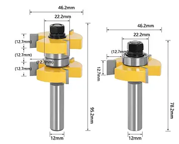 Комплект фрез СВ-47 для дерева для зрощування пари 2 штуки (тато мама) — хвостовик 12 мм