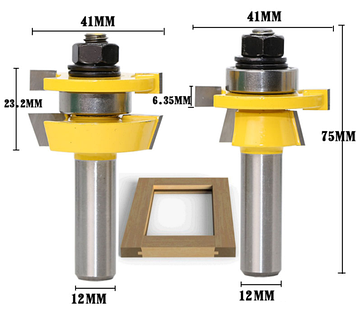 Комплект фрез СВ-52 для дерева рамкові фігурні — хвостовик 12 мм (для зрощування обв'язування рамок) пара 2 штуки