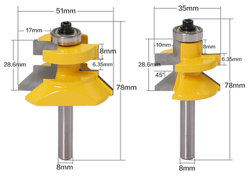 Комплект фрез СА-23 для дерева для зрощування вагонки (виробництво євровагонки) пара 2 штуки — хвостовик 8 мм