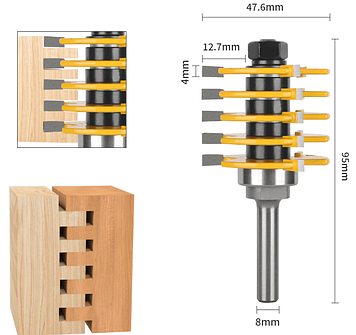 Фреза СВ-31 для дерева збірна для зрощування — мікрошип (хвостовик 8 мм)