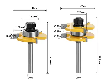 Комплект фрез СВ-42 для дерева для зрощування пари 2 штуки (тато мама) — хвостовик 8 мм