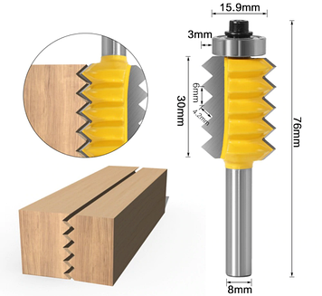 Фреза ВС-56 для дерева крайкова фігурна для зрощування — мікрошип (хвостовик 8 мм)