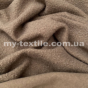 Тканина пальтова Букле Баранчик 150 см щільність 300 г/м2 однотон Кава з молоком