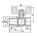 Кран 3/4" ВВ PN40 Ду 20 Europroduct (Чехія) Метелик, фото 3