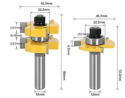 Комплект фрез СВ-46 для дерева для зрощування пари 2 штуки (тато мама) — хвостовик 12 мм