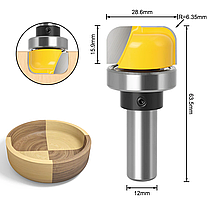 Фреза АВ-12 для дерева пазова напівкругла з підшипником (для виготовлення підносів чаш мисок) — хвостовик 12 мм