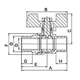 Кран 3/4" НН PN40 Ду 20 Europroduct (Чехія) Метелик, фото 3