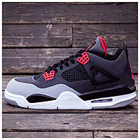 Мужские / женские кроссовки Nike Air Jordan 4 Retro Infrared Black, унисекс кожаные найк аир джордан 4 ретро