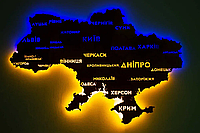 Карта Украины однослойная с LED подсветкой 150х89см, Сосна