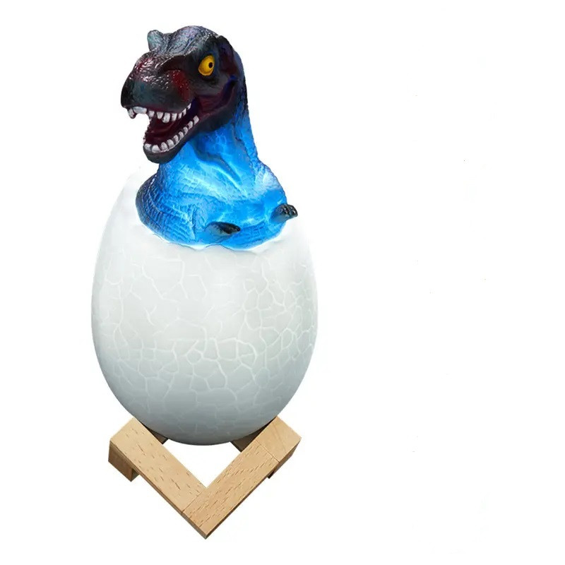 Дитячий світильник SUNROZ 3D Dinosaur Lamp лампа з нічником Динозаврик у яйці з пультом на підставці, фото 1