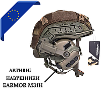 Каска TOR FAST Великобритания с наушниками Earmor M31H Баллистический бронешолом Тактический шлем