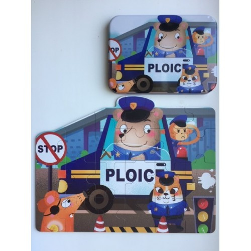 Пазли MD 1757 дерев'яні Поліція в блакитній металевій коробці р. 17х12х3 см 22елементи