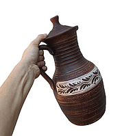 Кувшин керамический Ангоб из красной глины 2 литра для вкусных напитков.