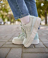 Женские кроссовки Nike Air Force 1 Pixel Ghost Aqua Найк Аир Форс 1 Пиксель голубые кожа демисезон Вьетнам