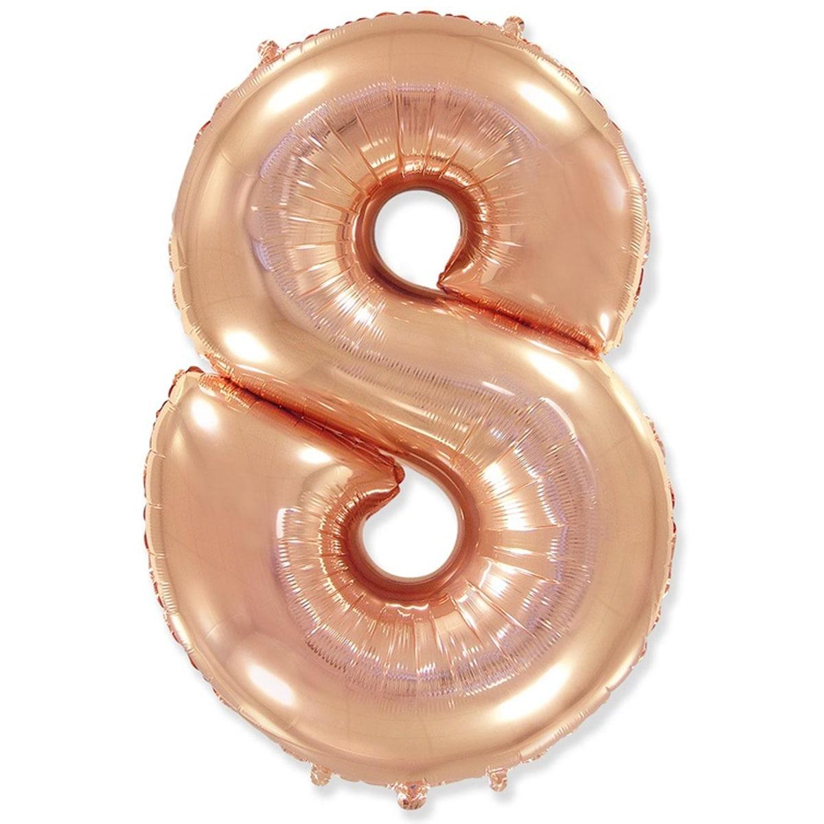 Фольгована повітряна куля Flexmetal Цифра вісім металік рожеве золото, 14" 36 см