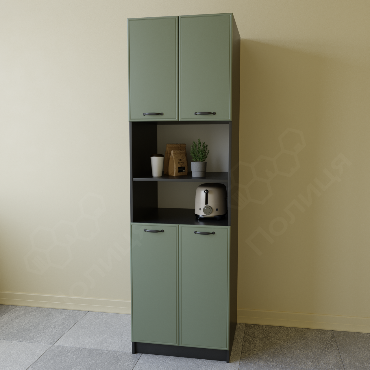 Пенал-буфет, кухонна шафа 60 см МДФ. Шафа для кухні мікрохвильовки ...