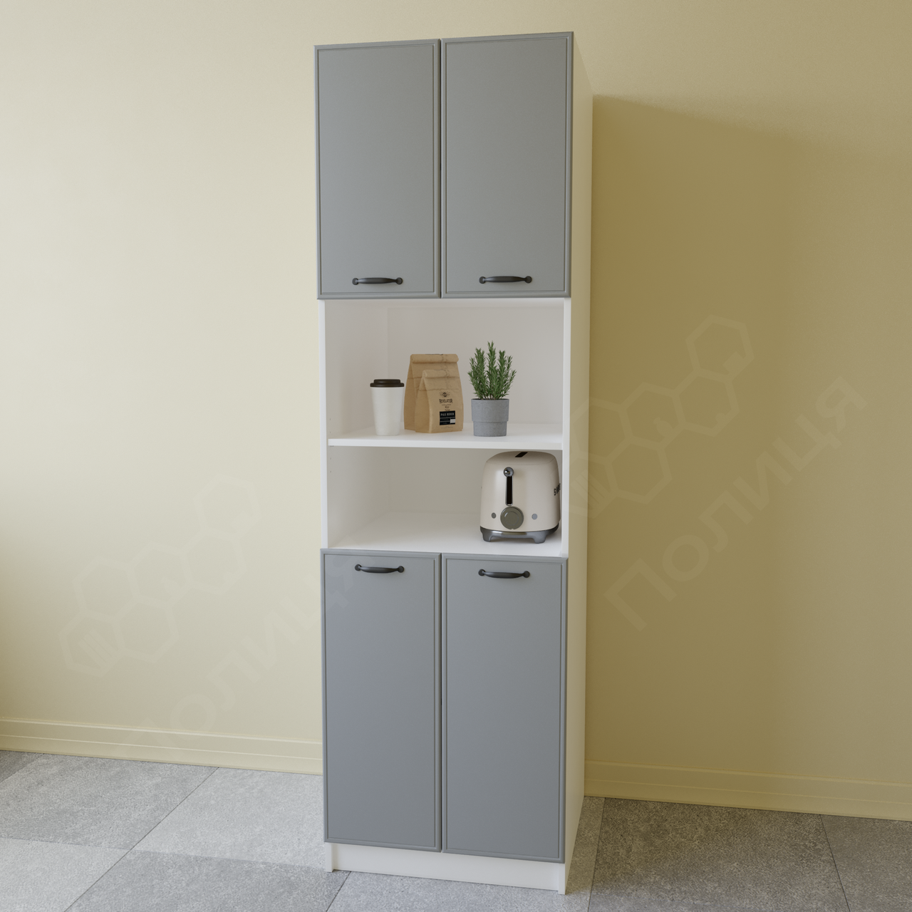 Пенал-буфет, кухонна шафа 60 см МДФ. Шафа для кухні мікрохвильовки ...