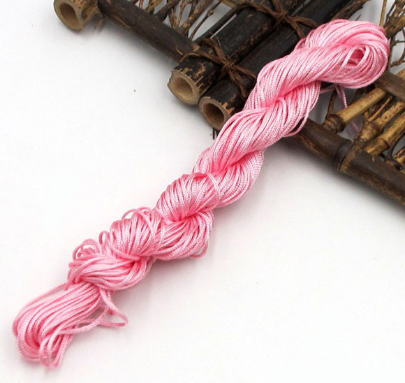 Шнур для плетіння браслетів / моток - 20 метрів / 1мм / рожевий