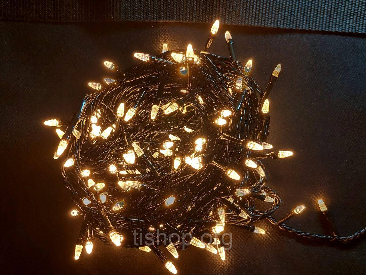 Новогодняя Конус-гирлянда 100 led черный провод. теплая-белая - фото 4 - id-p1497210169