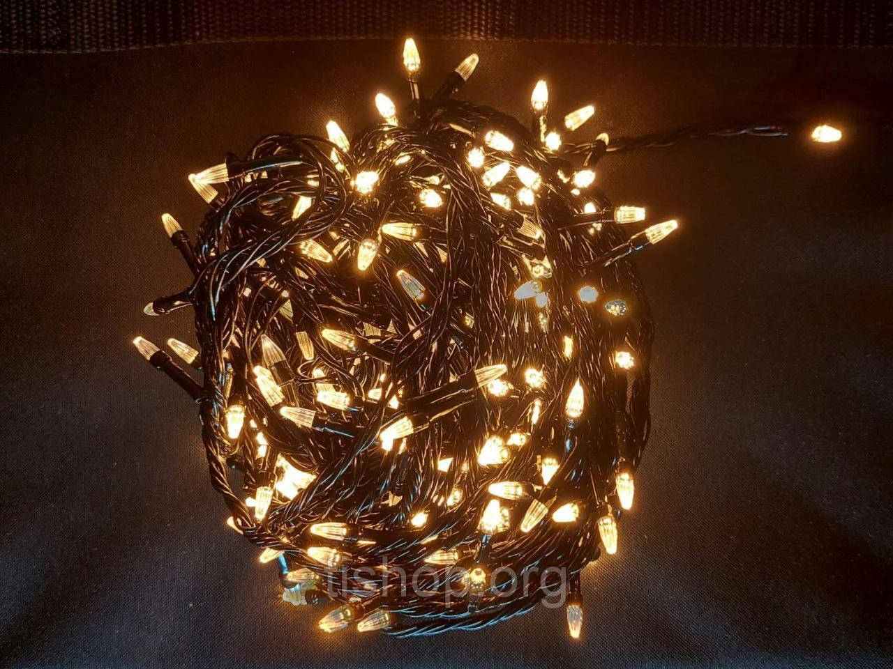 Новогодняя Конус-гирлянда 100 led черный провод. теплая-белая - фото 5 - id-p1497210169