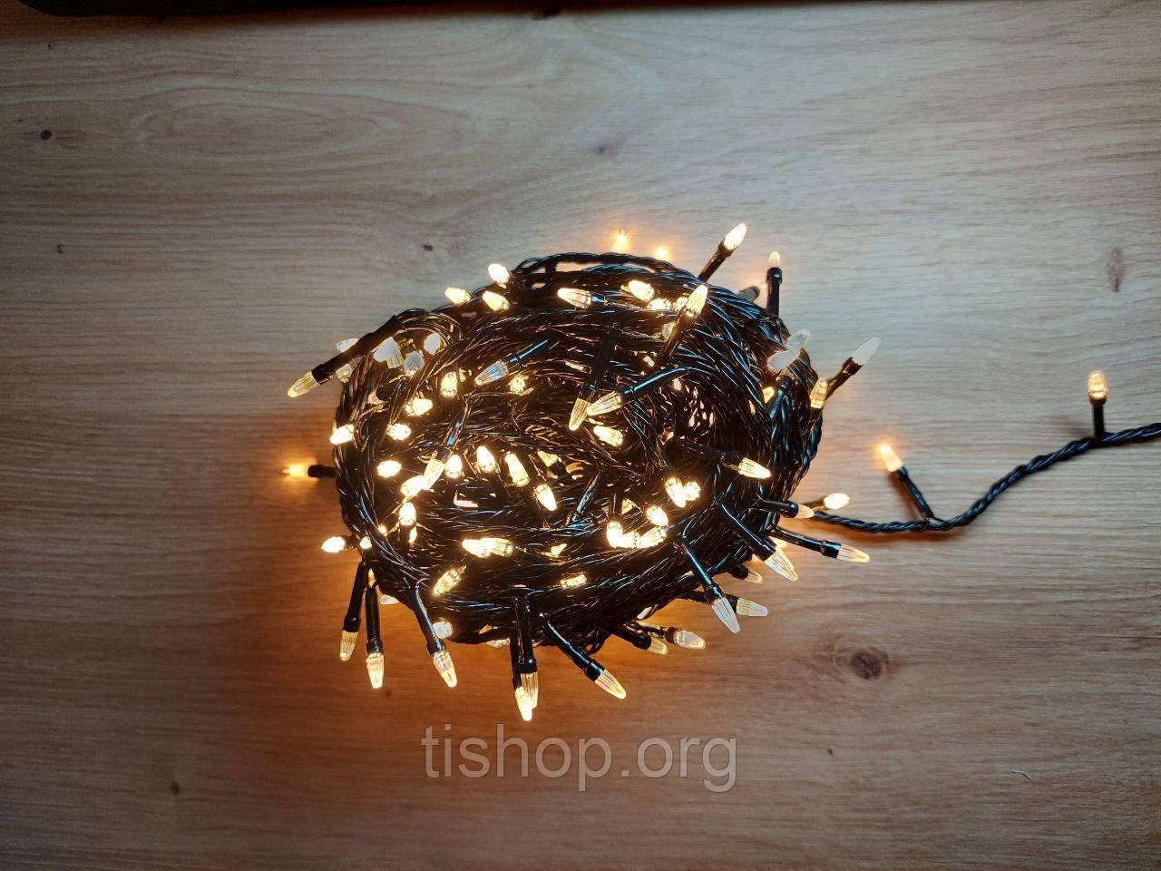 Новогодняя Конус-гирлянда 100 led черный провод. теплая-белая - фото 7 - id-p1497210169