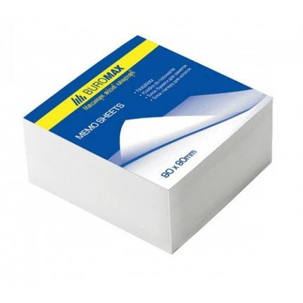 Блок паперу BUROMAX 2201 д/нотаток білий не склеєний 80*80*30мм (1/30), фото 1