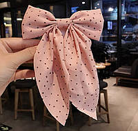 Бант-заколка для волос розового цвета в горошек